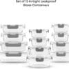 24 Piece Glass Food Storage Containers with Lids-Gray