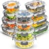 24 Piece Glass Food Storage Containers with Lids-Gray