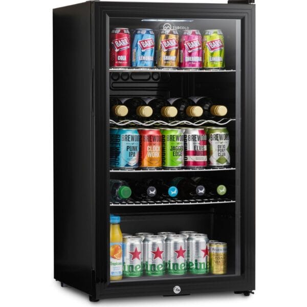 Subcold Super85 LED Beer Fridge  80 Cans + 5 Bottles | 0-18°C | Glass Door [Energy Class E]