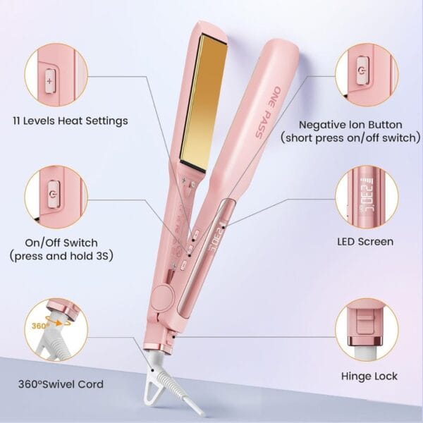 2 Faszin Professional Wide Plate Hair Straighteners,Titanium
