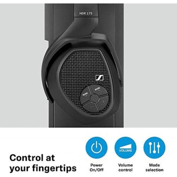 Sennheiser RS 175 RF Wireless Headphones Over Ear for TV System with Bass Boost and Surround Sound Modes, Compact and Ergonomic, Over Ear Headphones for TV Listening, Black