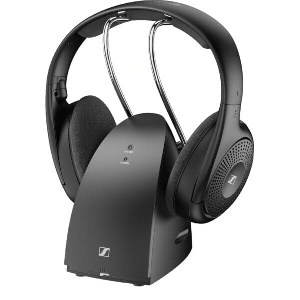 3 Sennheiser RS 120-W On-Ear Wireless Headphones for Crystal-clear TV Listening with 3 Sound Modes, Lightweight Design, Easy Volume Control, 60 m Range and Convenient Transmitter/Charger Combo - Black