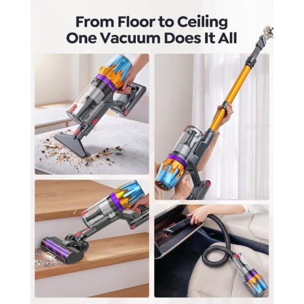 4 80Mins Cordless Vacuum Cleaner, 650W 55Kpa Stick Vacuum Cleaner for Home