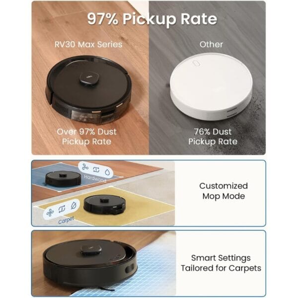 Tapo RV30 Max Plus 5300Pa Robot Vacuum Cleaner with Mop,Auto Empty/Charging