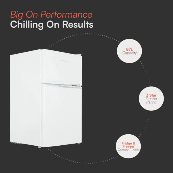 Cookology 87L 47cm Under-Counter Fridge Freezer - White