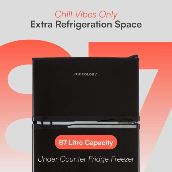Cookology 87L 47cm Under-Counter Fridge Freezer - Black [Energy Class F]