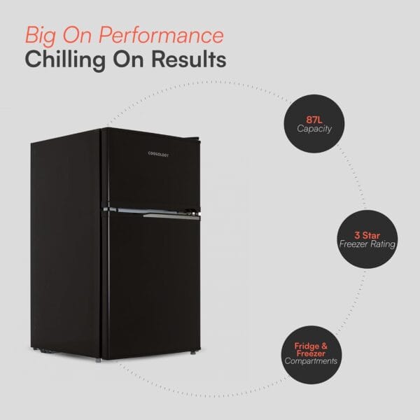 Cookology 87L 47cm Under-Counter Fridge Freezer - Black [Energy Class F]