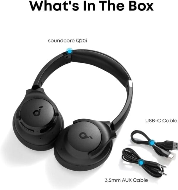soundcore Anker Q20i, Hybrid Active Noise Cancelling Foldable Headphones