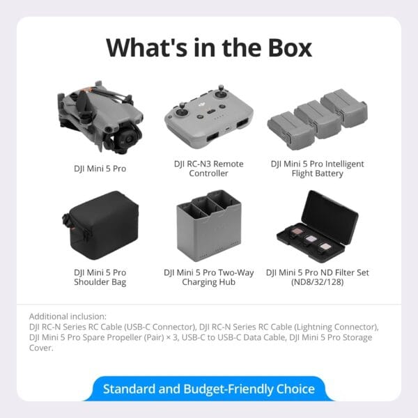 DJI Mini 5 Pro Fly More Combo With DJI RC-N3, 4K Drone, Gift, C0