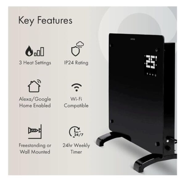 Devola 2000W Smart Electric LOT 20 Compliant, Energy Efficient Heater (Black)