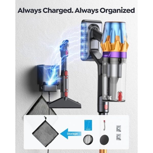 7 80Mins Cordless Vacuum Cleaner, 650W 55Kpa Stick Vacuum Cleaner for Home