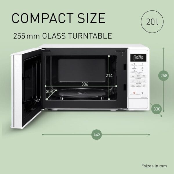 Panasonic NN- Compact Microwave-E27JWMBBQ, White