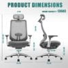 COLAMY Ergonomic Mesh Office Chair, High Back Computer Executive Desk Chair with Adjustable Headrest and 4D Arms