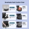 SIHOO M57 Ergonomic Mesh Office Chair, Lumbar Support, 330 lb, Black