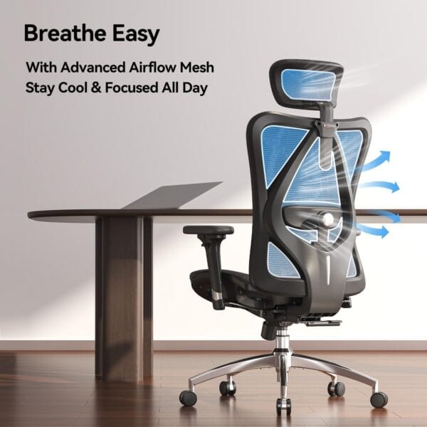SIHOO M57 Ergonomic Mesh Office Chair, Lumbar Support, 330 lb, Black