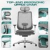 COLAMY Ergonomic Mesh Office Chair, High Back Computer Executive Desk Chair with Adjustable Headrest and 4D Arms