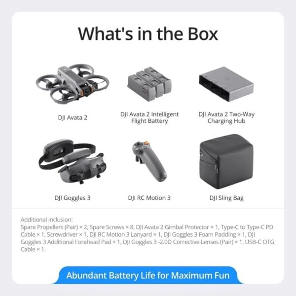 DJI Avata 2 Fly More Combo (3 Batteries), FPV Drone With Camera 4K