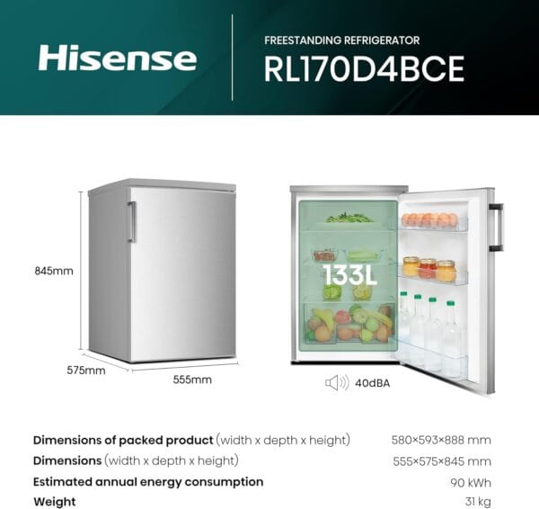 Hisense FV105D4BC21 ‎82 Litres Freestanding Freezer