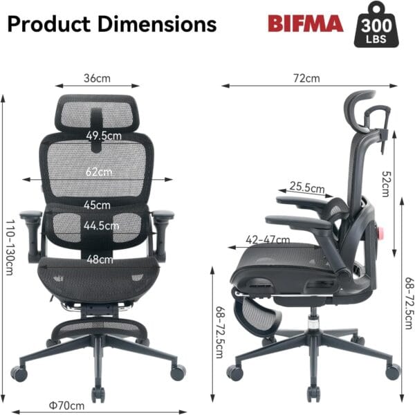 SIHOO B300 Pro Ergonomic Office Chair with Footrest, 4-Way Lumbar Support