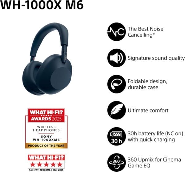 Sony WH-1000XM6 Flagship Wireless Noise Cancelling Headphones