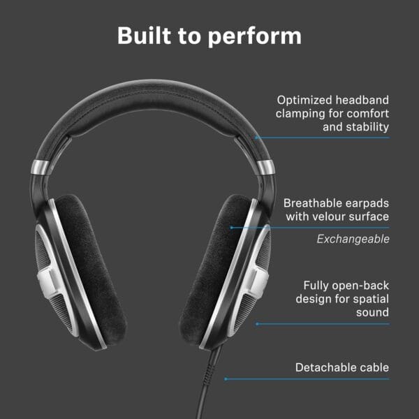 Sennheiser HD 599 SE Open-Back, Wired Over Ear Headphones, Premium Design, Natural Balanced Audio, Comfortable Fit for Music, Gaming, School, Work, Black