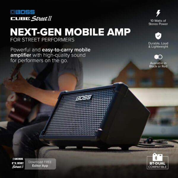 BOSS CUBE Street II | Portable Battery-Powered Stereo Amplifier Sound | Ideal for Street Performers