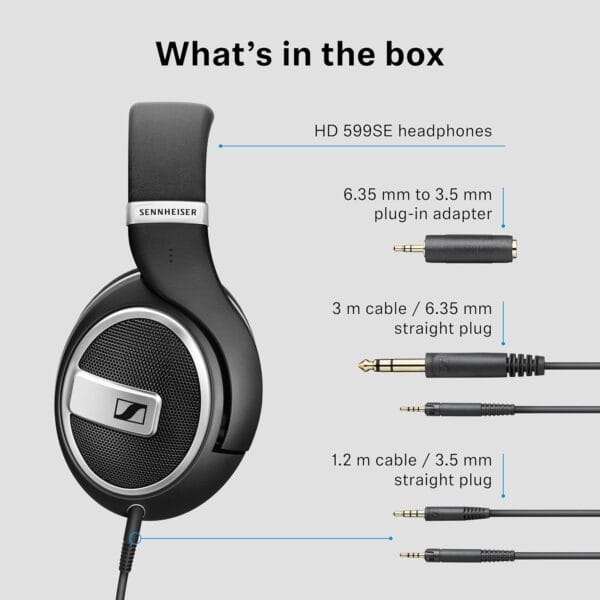 Sennheiser HD 599 SE Open-Back, Wired Over Ear Headphones, Premium Design, Natural Balanced Audio, Comfortable Fit for Music, Gaming, School, Work, Black