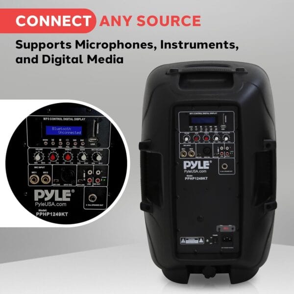 Pyle Portable Bluetooth PA Speaker System, 12"