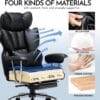 Efomao Desk Office Chair, Big and Tall PU Leather Ergonomic Office Chair
