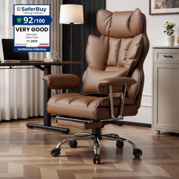 Efomao Desk Office Chair, Big and Tall PU Leather Ergonomic Office Chair