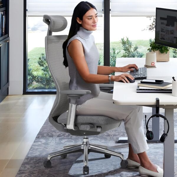 COLAMY Ergonomic Mesh Office Chair, High Back Computer Executive Desk Chair with Adjustable Headrest and 4D Arms