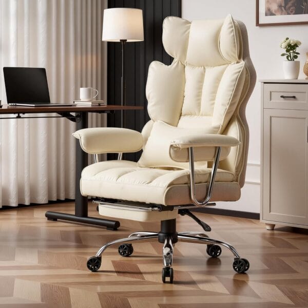 Efomao Desk Office Chair, Big and Tall PU Leather Ergonomic Office Chair