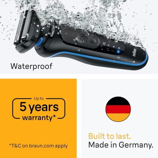 Braun Series 5 Electric Shaver for Men, Wet & Dry Foil Razor, Blue