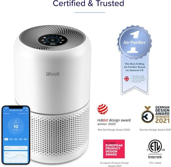 Levoit Smart HEPA Air Purifier,258m³/h, 108m², Core 300S