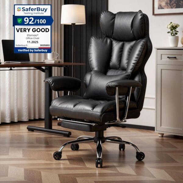 Efomao Desk Office Chair, Big and Tall PU Leather Ergonomic Office Chair