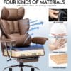 Efomao Desk Office Chair, Big and Tall PU Leather Ergonomic Office Chair
