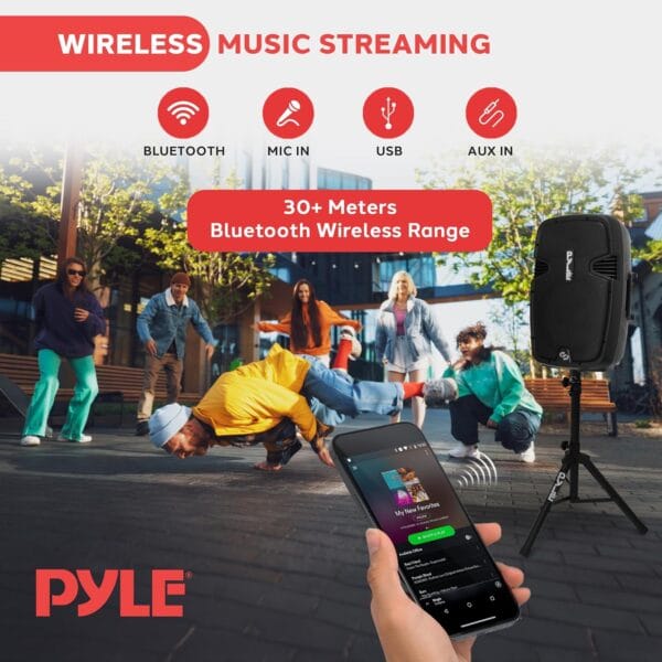 Pyle Portable Bluetooth PA Speaker System, 12"