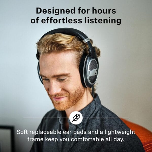 Sennheiser HD 599 SE Open-Back, Wired Over Ear Headphones, Premium Design, Natural Balanced Audio, Comfortable Fit for Music, Gaming, School, Work, Black