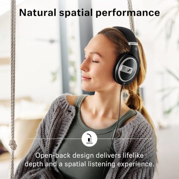 Sennheiser HD 599 SE Open-Back, Wired Over Ear Headphones, Premium Design, Natural Balanced Audio, Comfortable Fit for Music, Gaming, School, Work, Black