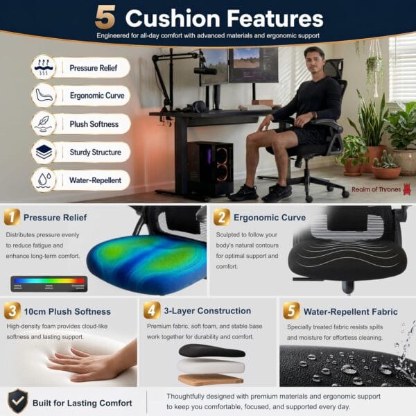 Realm of Thrones Mesh Ergonomic Office Chair, Back Support and Long Hours