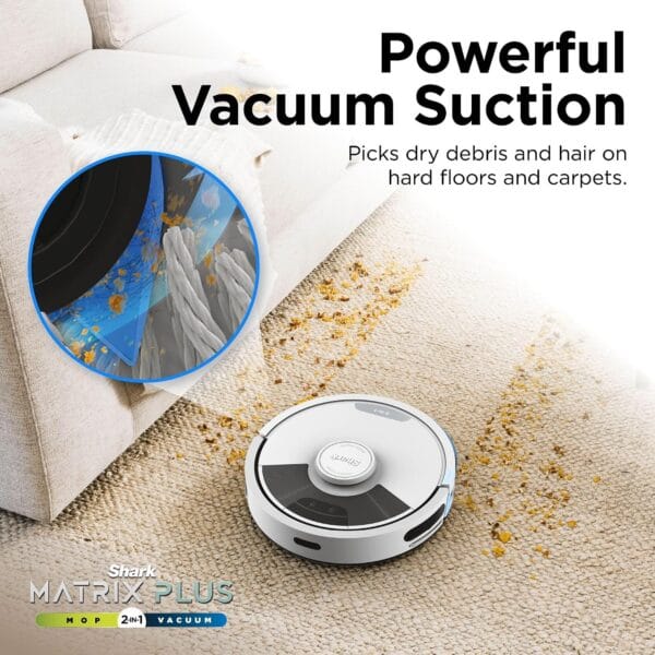 Shark Matrix Plus 2-in-1 Robot Vacuum and Mop with Selfcharging Base, White