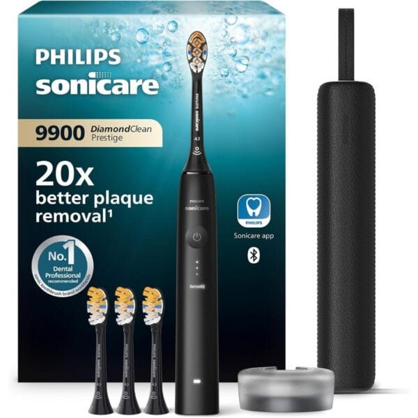Philips Sonicare DiamondClean 9900 Prestige Electric Toothbrush Charging Travel Case, Black, Model HX9992/43