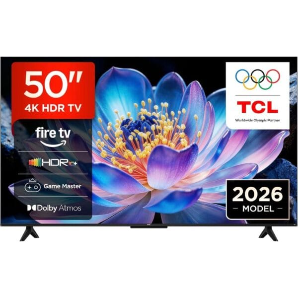 TCL 50V6D-UK 50 Inch 4K HDR, Fire TV, HDR10+, Dolby Atmos, DTS:X, Game Master, Motion Clarity, AirPlay 2, Press & Ask Alexa (2026 New Model)