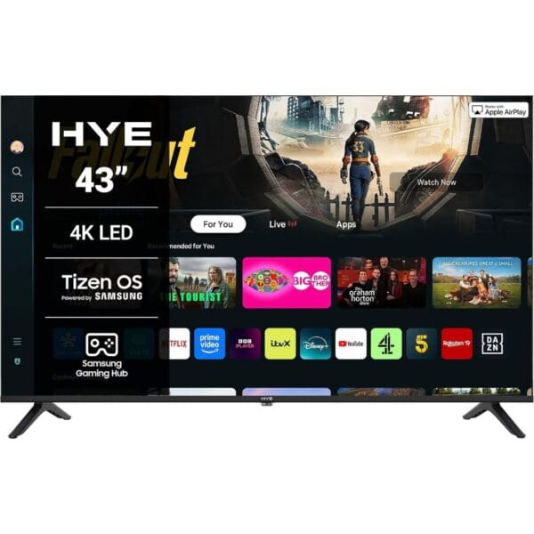 1 HYE 43" LED Smart TV - 4K Ultra HD, Samsung Tizen OS & Gaming Hub, Black
