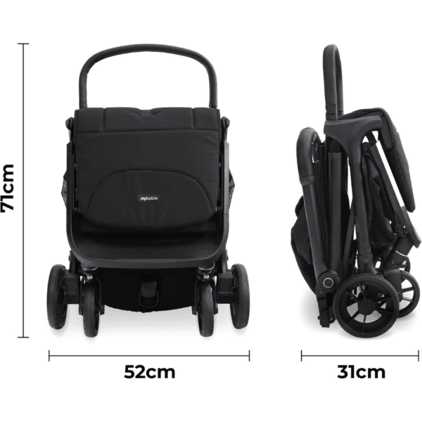 My Babiie MBX7 Autofold Stroller from Birth to 22kg (4 Yrs) - Black