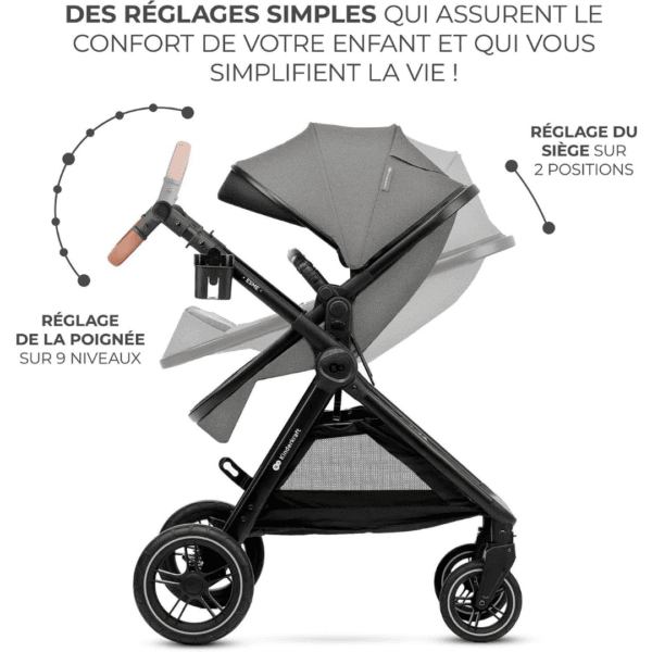 Kinderkraft ESME 3-in-1 Travel System with Mink PRO I-Size Car Seat, Grey