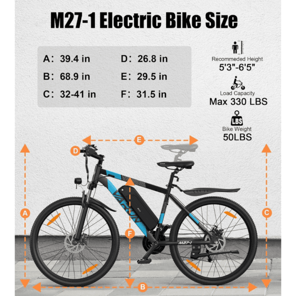 VARUN 27.5" Electric Bike, E-Mountain Bike with APP, 62 Miles Range
