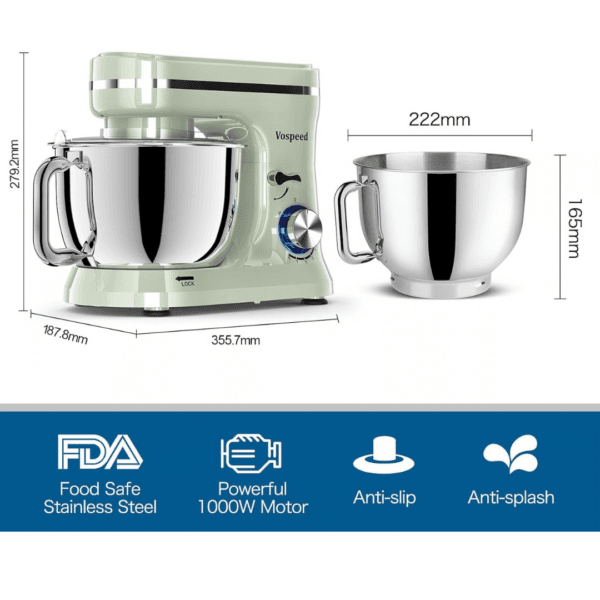 Vospeed Stand Mixer,5 Quarts 8-Speed 1000W Tilt-Head Food Mixer