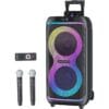 GKDT81 Karaoke Machine with 2 Microphones for Adults, 80W Rated Power, Dual 8" Woofers, Portable Bluetooth Party Speaker with Wheels & Pull Handle
