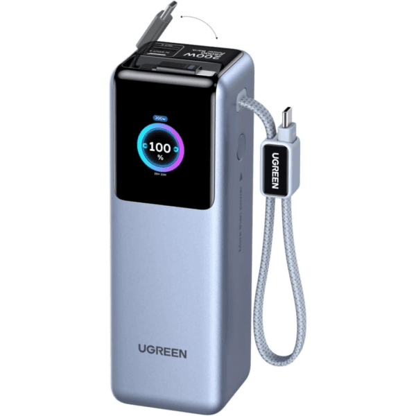 UGREEN Nexode 200W 25,000mAh Power Bank Smart Display and Retractable Cable